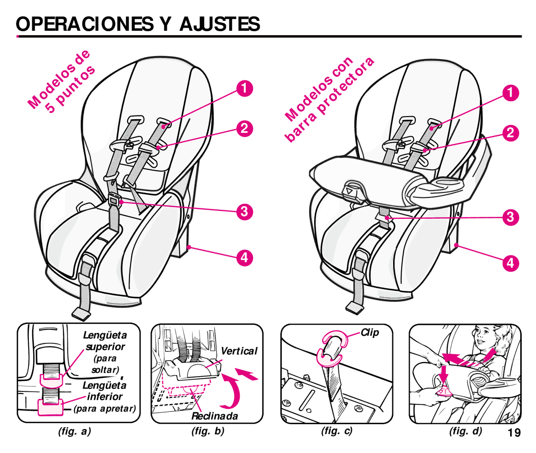 Graco ISPC054BA manual Clip, Vertical, Reclinada 