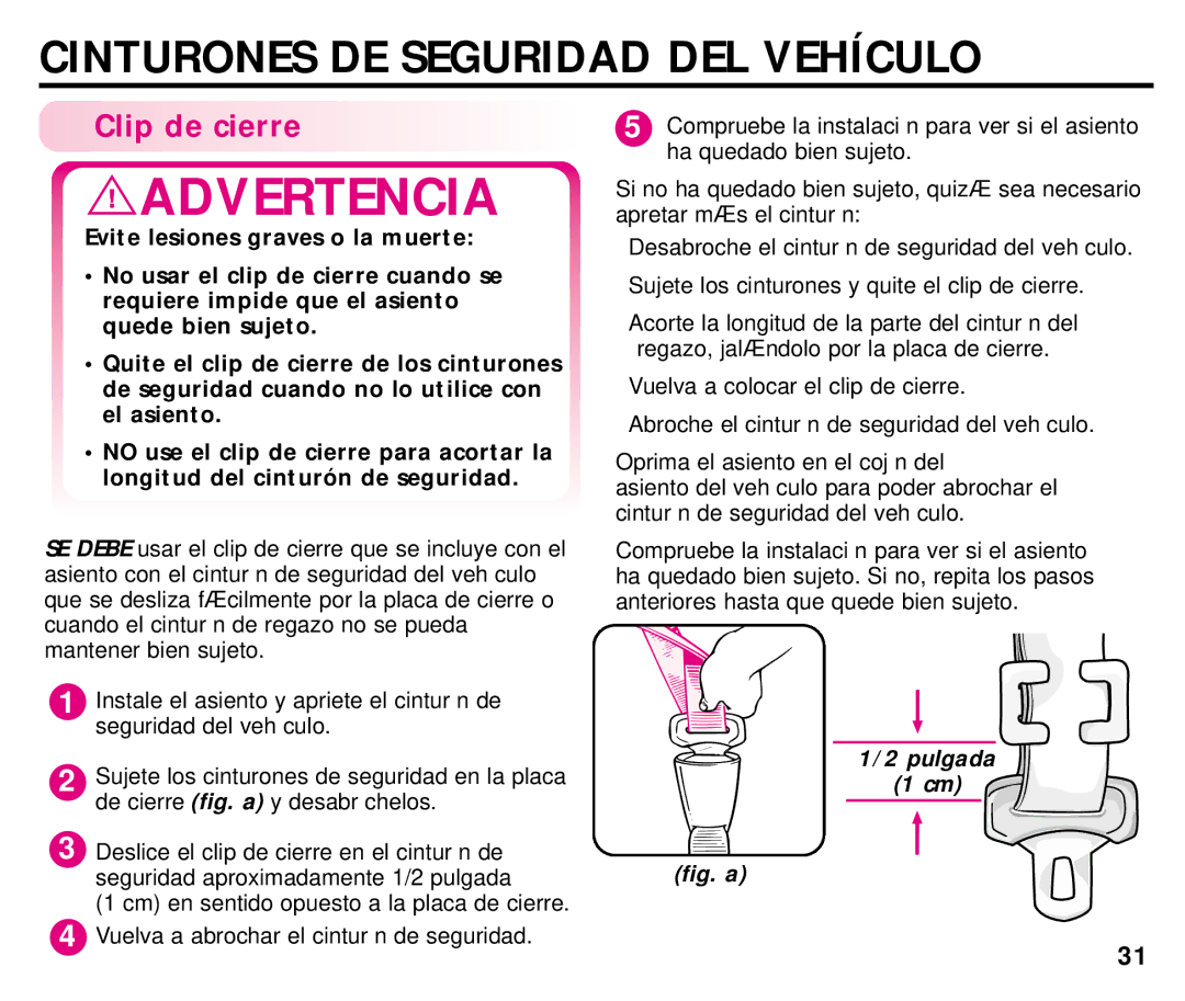 Graco ISPC054BA manual Pulgada 1 cm, Fig. a 