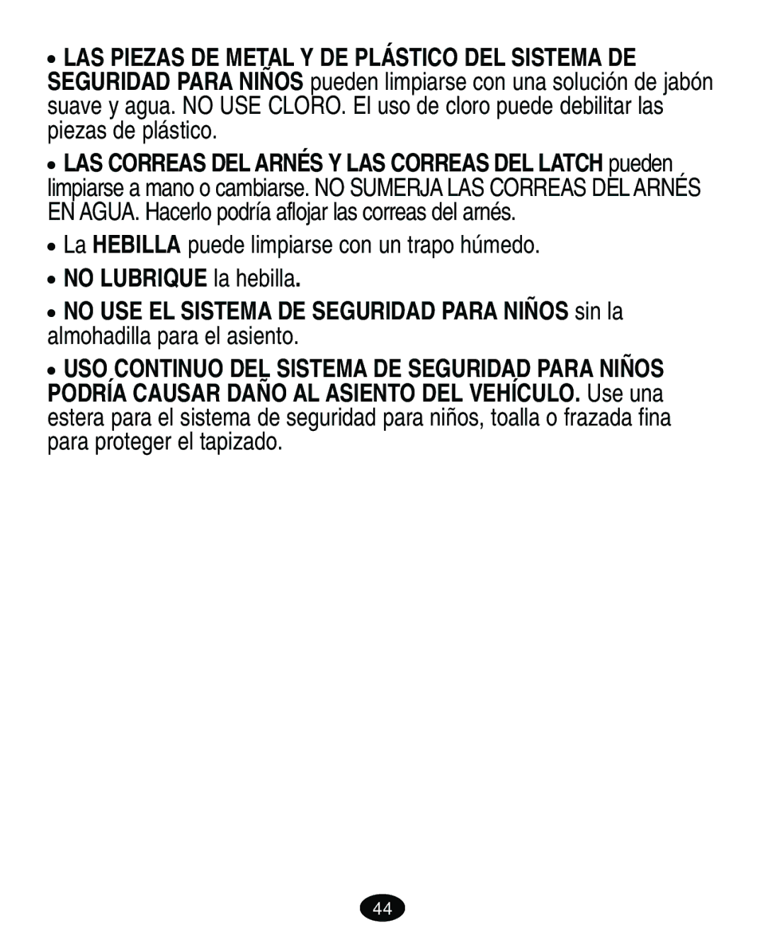 Graco ISPC089BA owner manual La Hebilla puede limpiarse con un trapo húmedo 