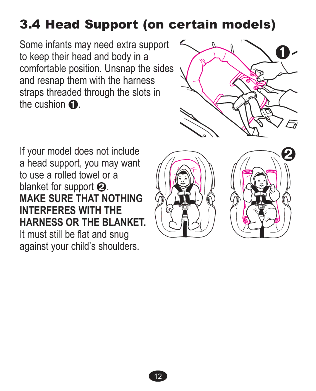 Graco ISPC090BB owner manual Head Support on certain models 