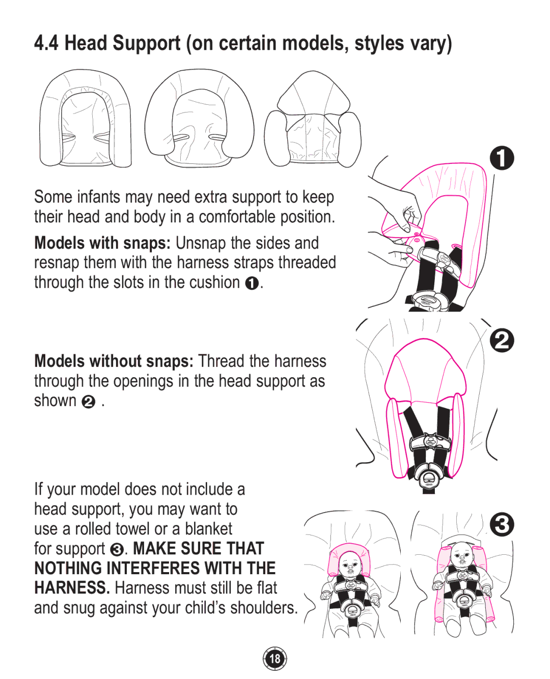 Graco ISPC094CB owner manual Head Support on certain models, styles vary 