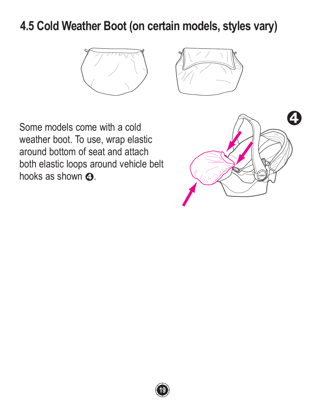 Graco ISPC094CB owner manual Cold Weather Boot on certain models, styles vary 