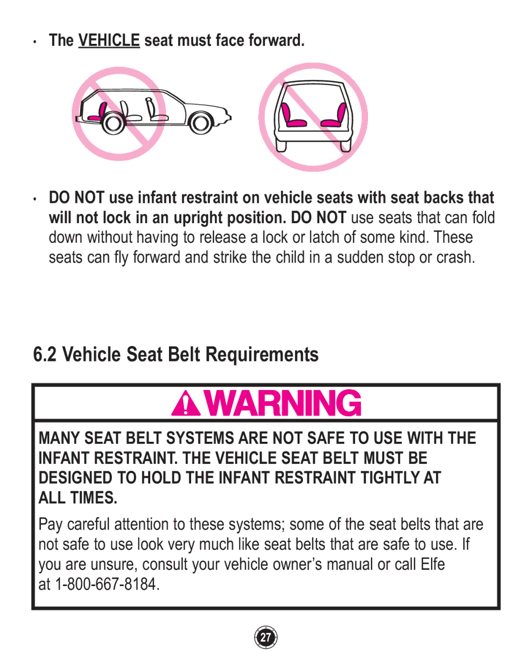 Graco ISPC094CB owner manual Vehicle Seat Belt Requirements 