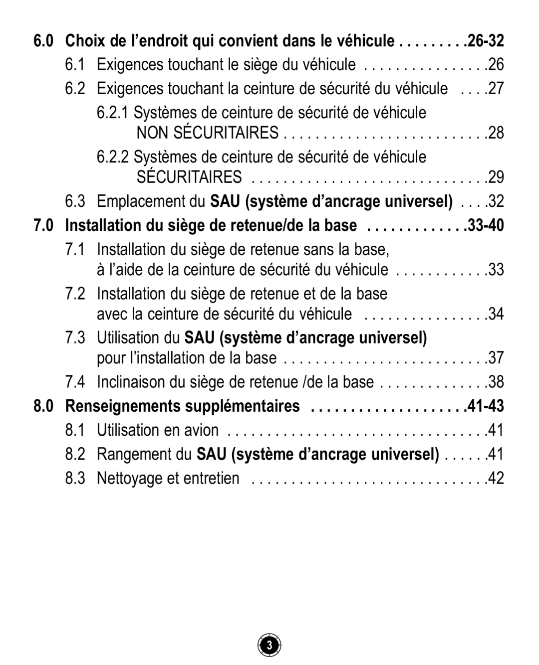 Graco ISPC094CB owner manual Utilisation du SAU système d’ancrage universel 