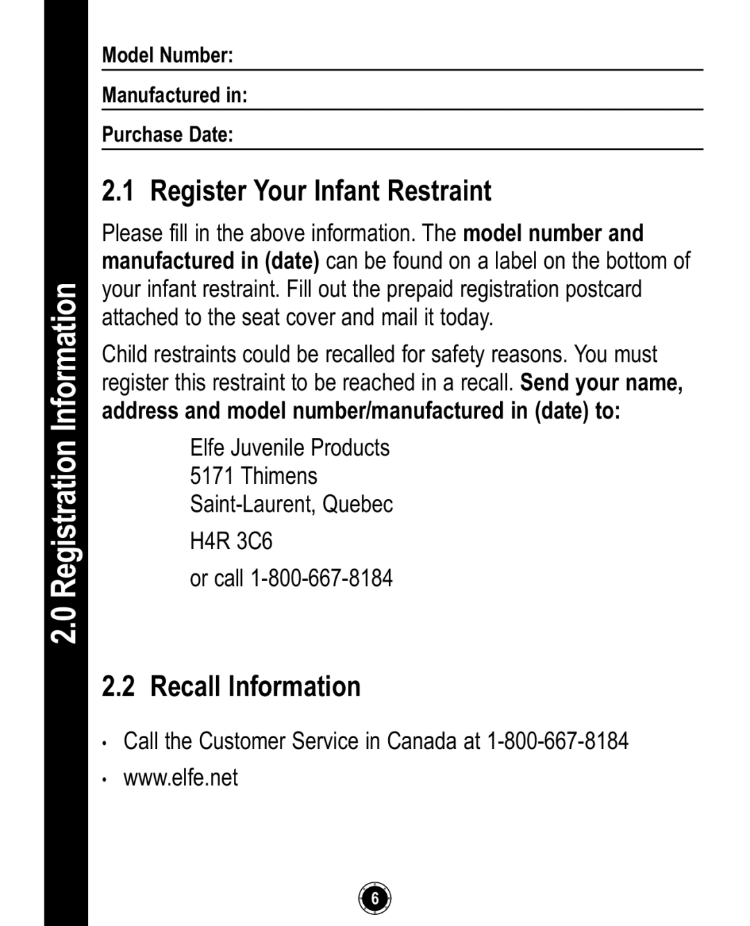 Graco ISPC094CB owner manual Register Your Infant Restraint, Recall Information 