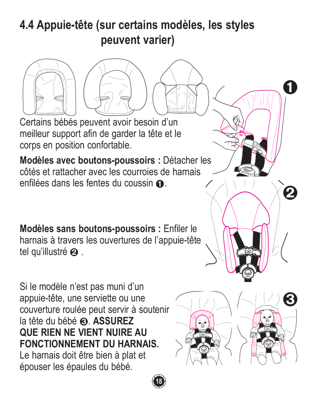 Graco ISPC094CB owner manual Appuie-tête sur certains modèles, les styles peuvent varier 