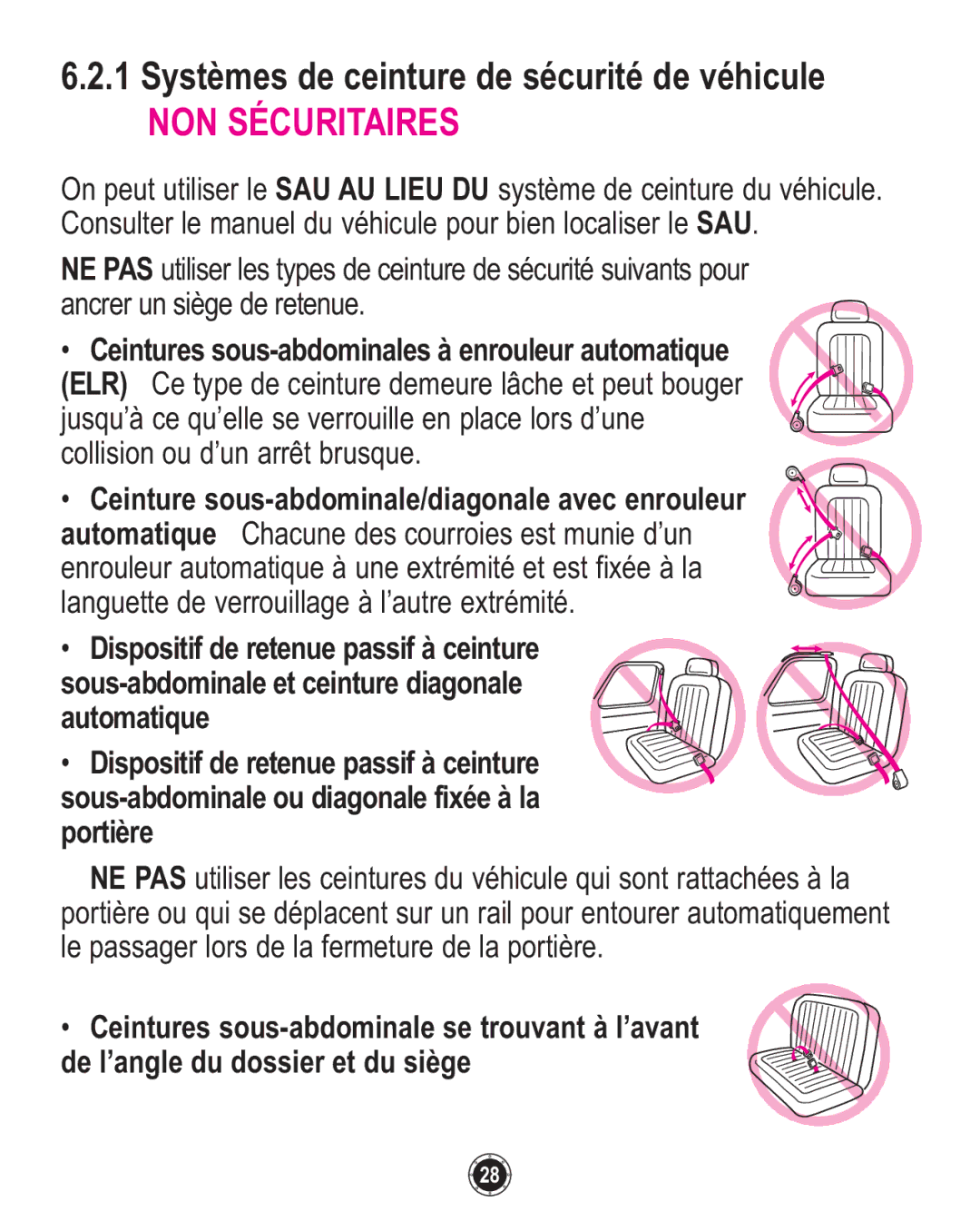 Graco ISPC094CB owner manual Systèmes de ceinture de sécurité de véhicule, Portière 