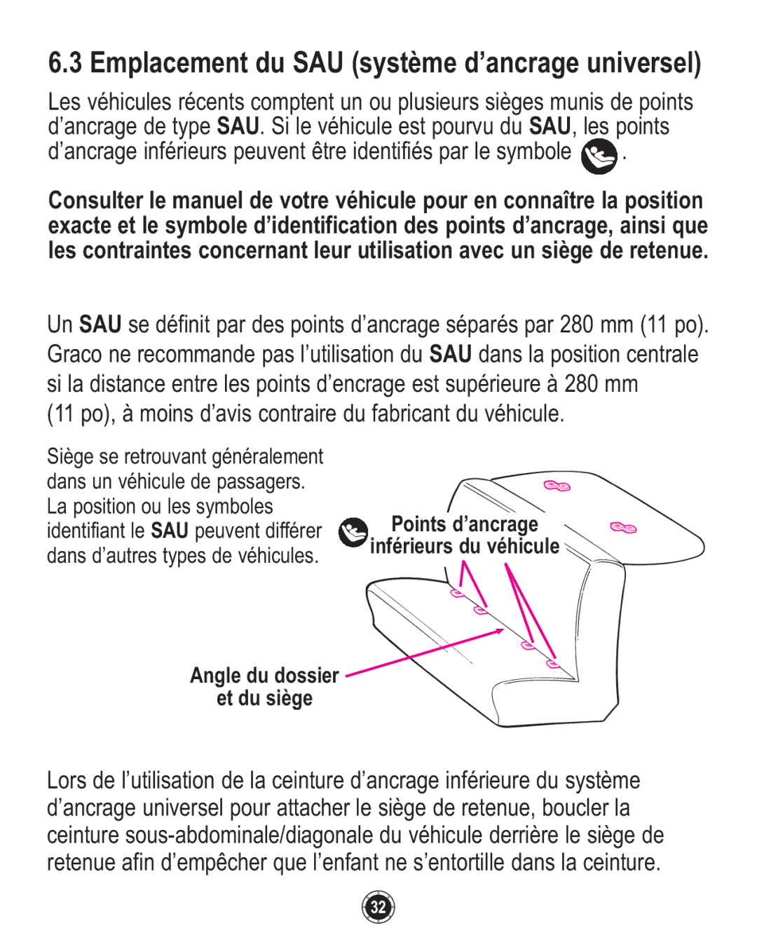 Graco ISPC094CB owner manual Angle du dossier Et du siège 