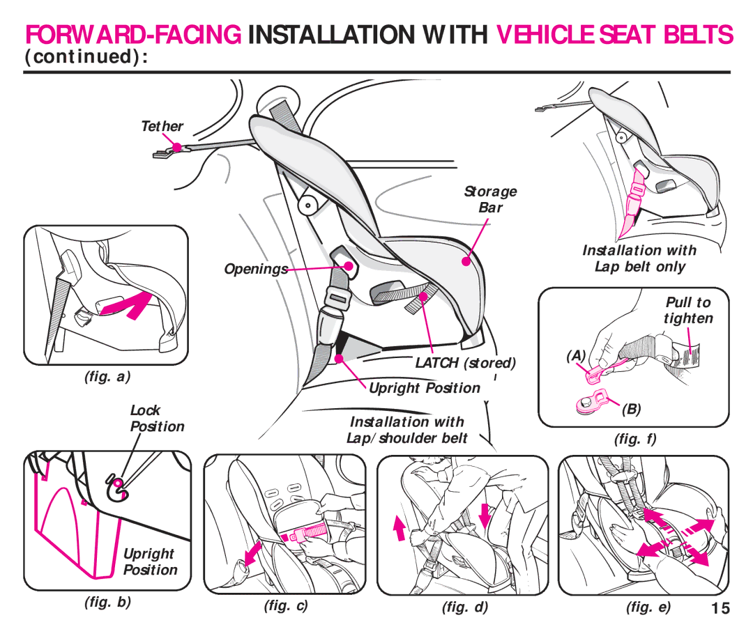 Graco ISPC099BA instruction manual FORWARD-FACING Installation with Vehicle Seat Belts 