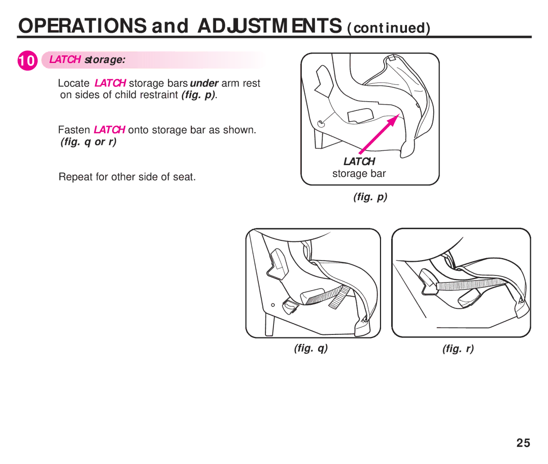 Graco ISPC099BA instruction manual Latch storage, Fig. q or r 