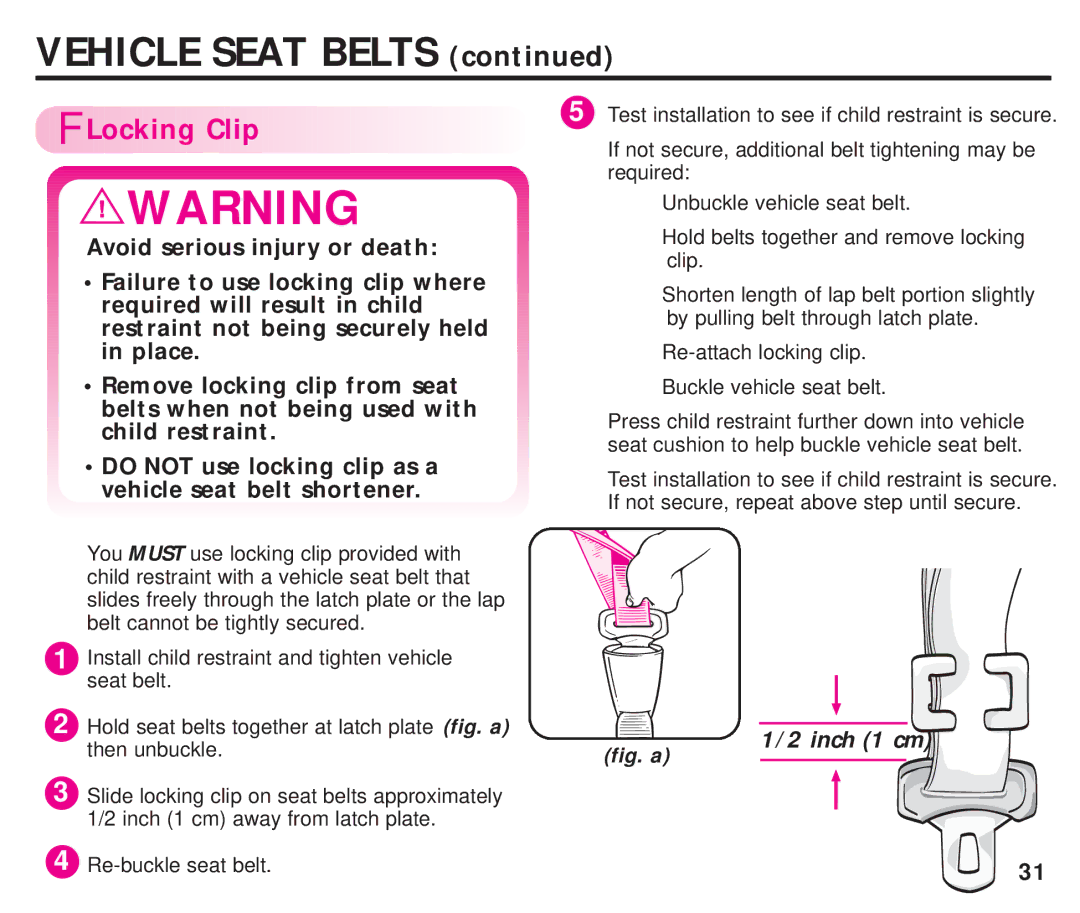 Graco ISPC099BA instruction manual Locking Clip 