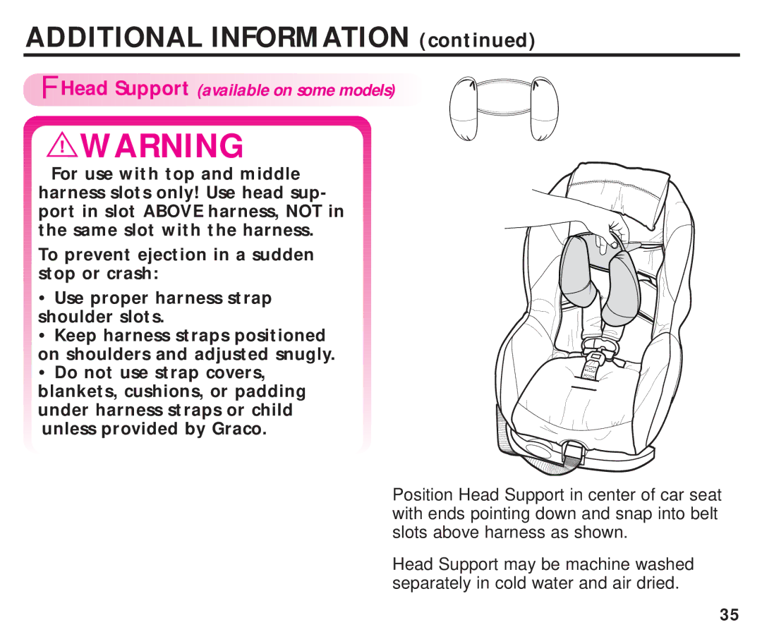 Graco ISPC099BA instruction manual Head Support 