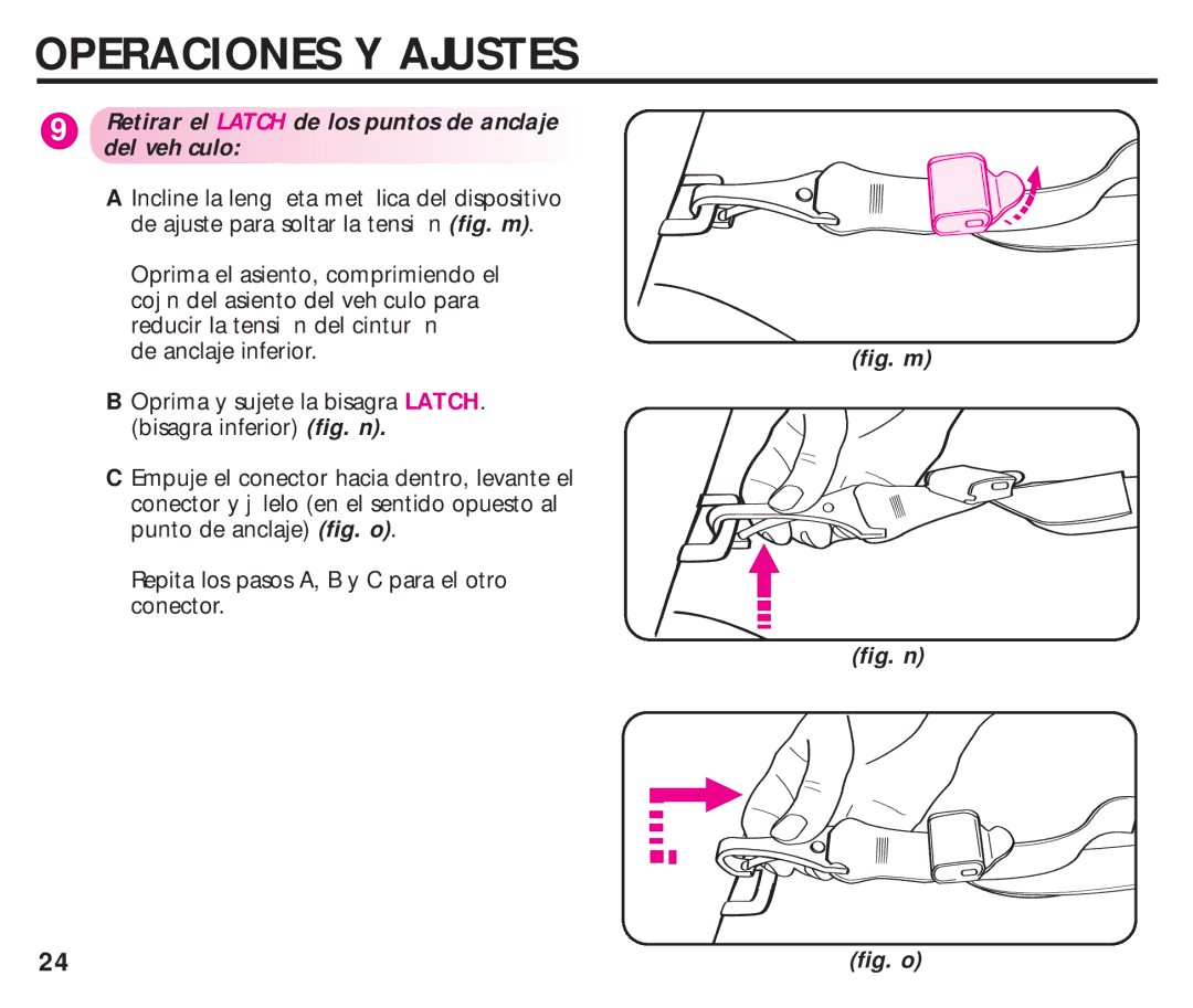 Graco ISPC099BA instruction manual Retirar el Latch de los puntos de anclaje del veh culo, Fig. m 