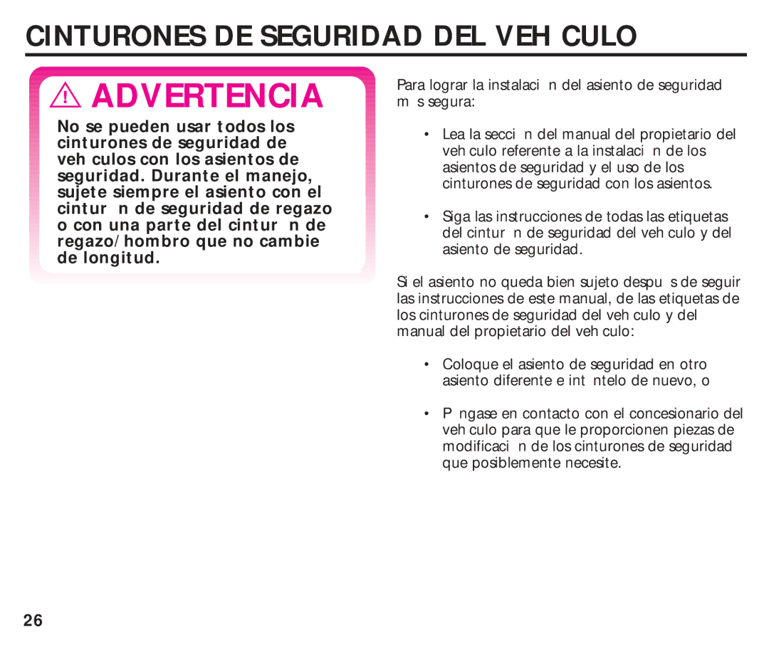 Graco ISPC099BA instruction manual Cinturones DE Seguridad DEL VEH Culo 