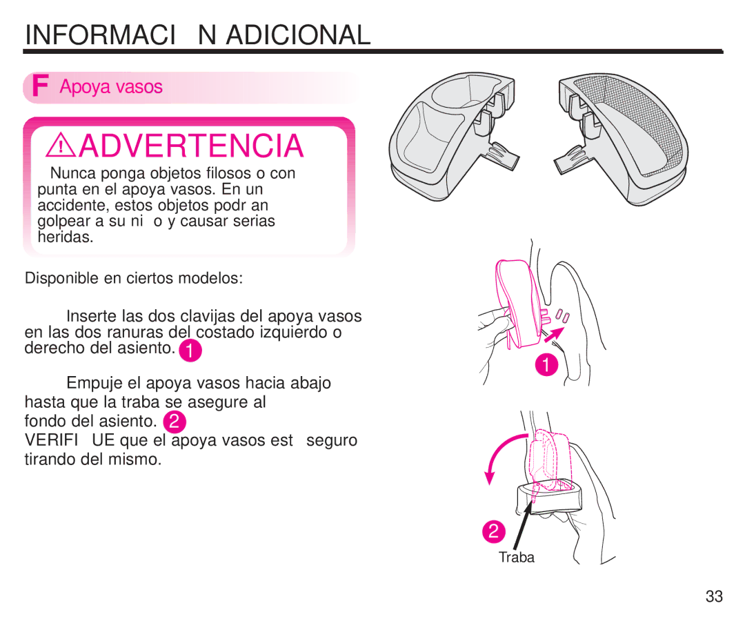 Graco ISPC099BA instruction manual Apoya vasos 