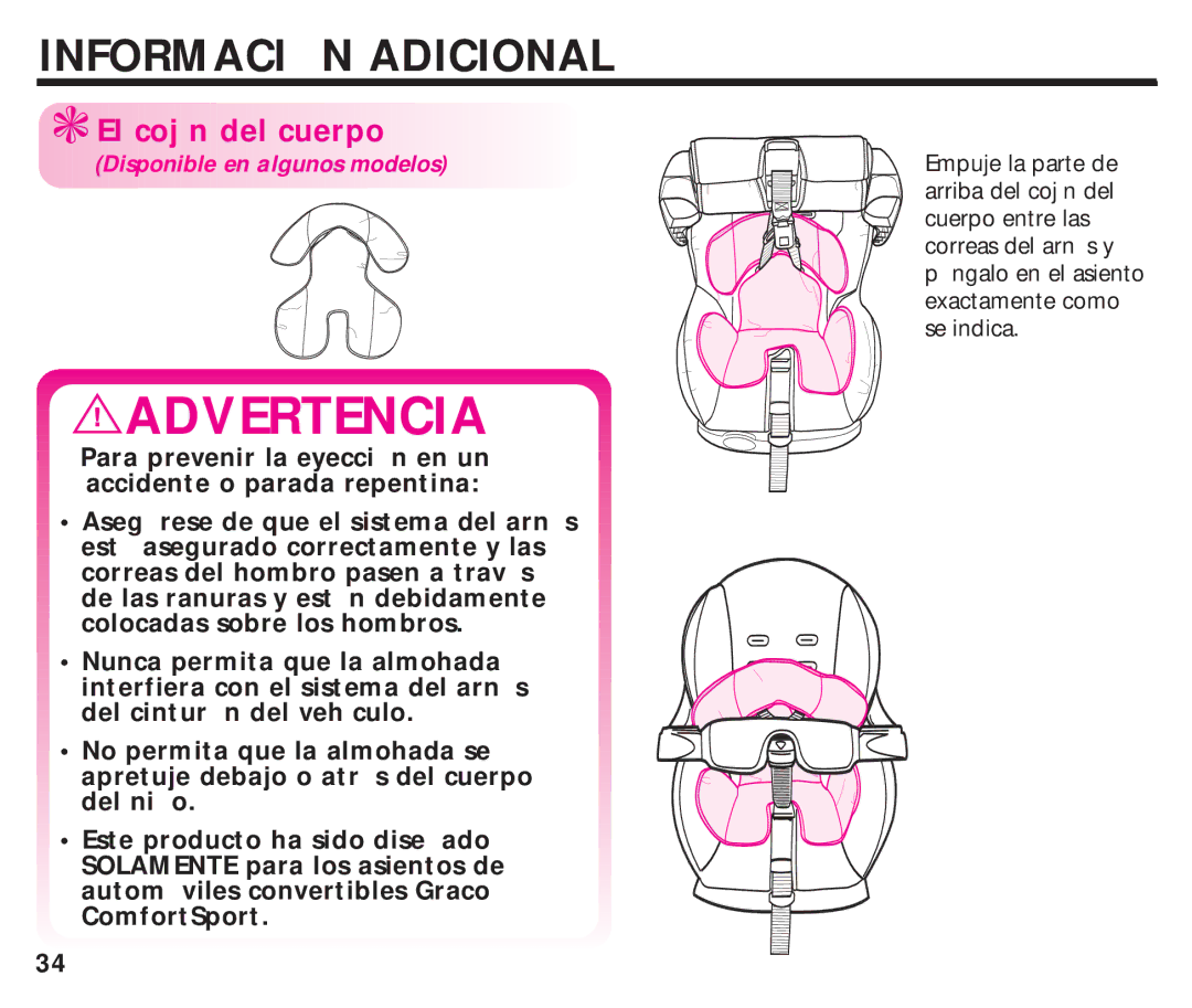 Graco ISPC099BA instruction manual El coj n del cuerpo 