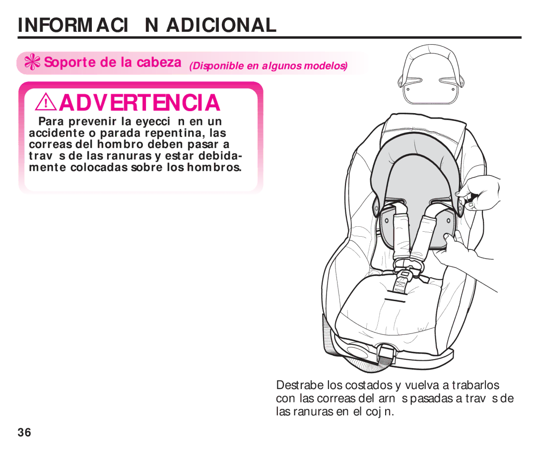 Graco ISPC099BA instruction manual Soporte de la cabeza 