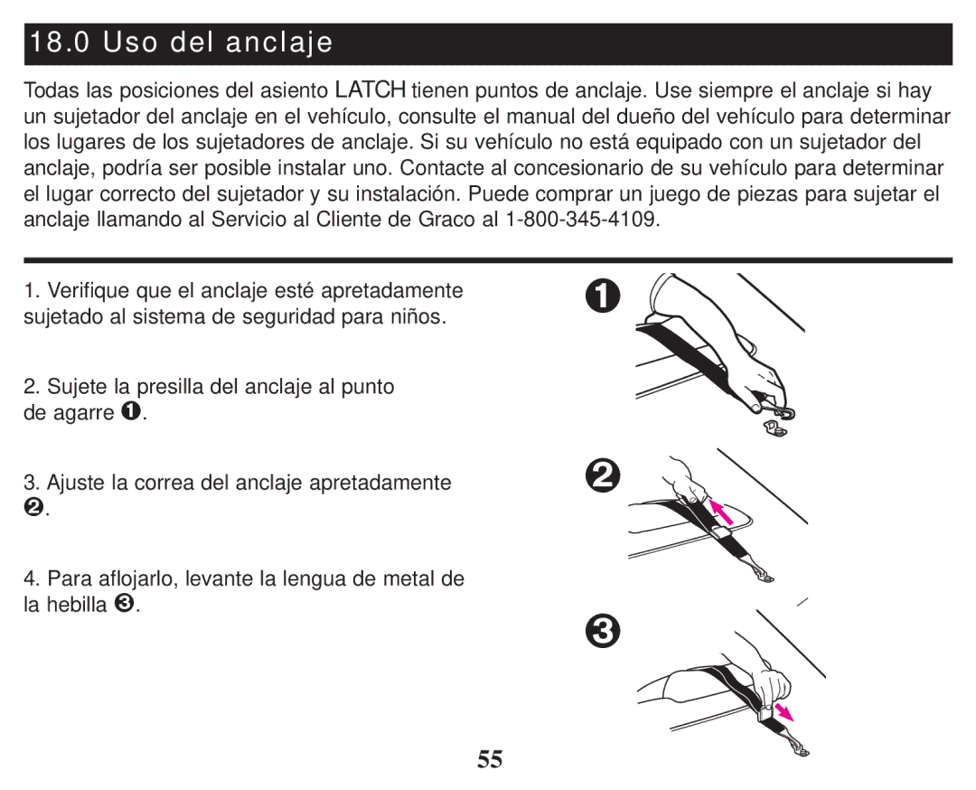 Graco 3-in 1 Car, ISPC110BB, PD101777C, 1753283 owner manual Uso del anclaje 