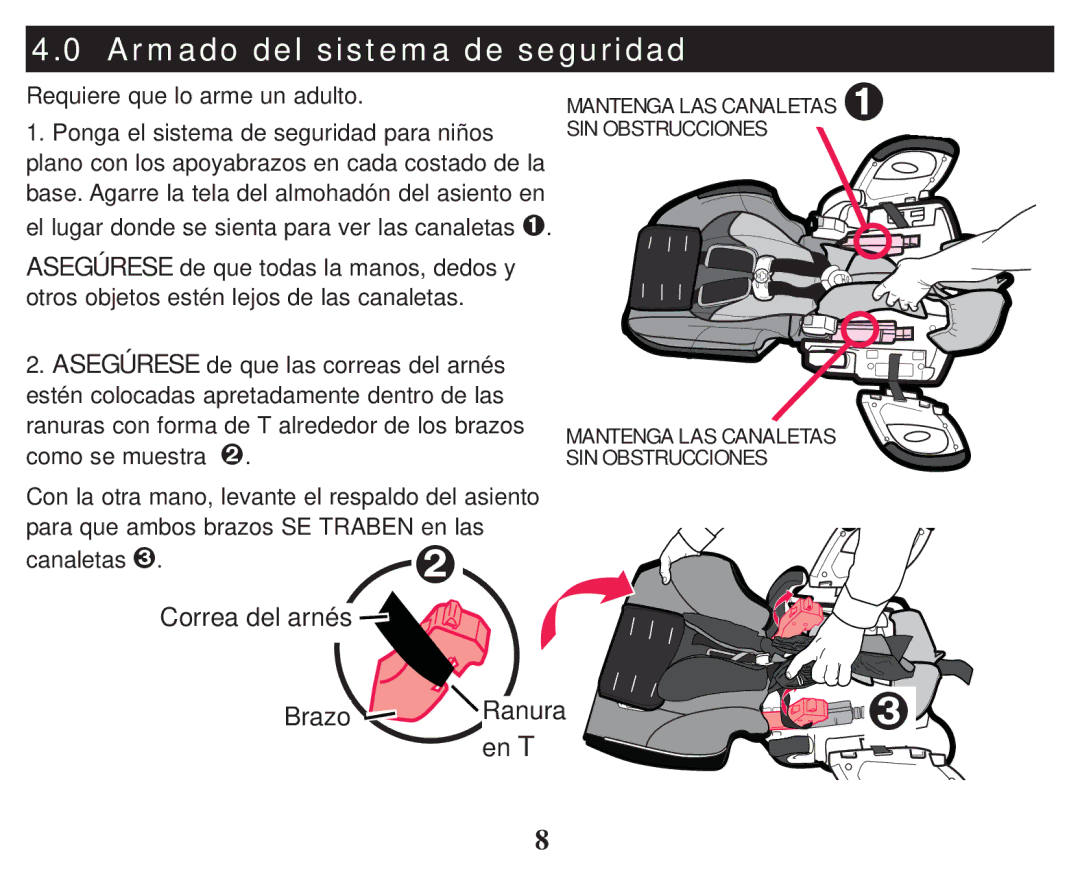 Graco ISPC110BB, PD101777C, 1753283, 3-in 1 Car Armado del sistema de seguridad, Correa del arnés Brazo Ranura En T 