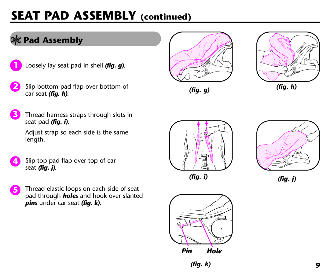 Graco ISPC116BA instruction manual Seat PAD Assembly, Pad Assembly 