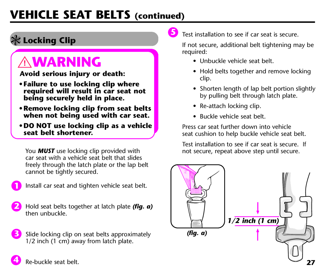 Graco ISPC116BA instruction manual Locking Clip, Fig. a 