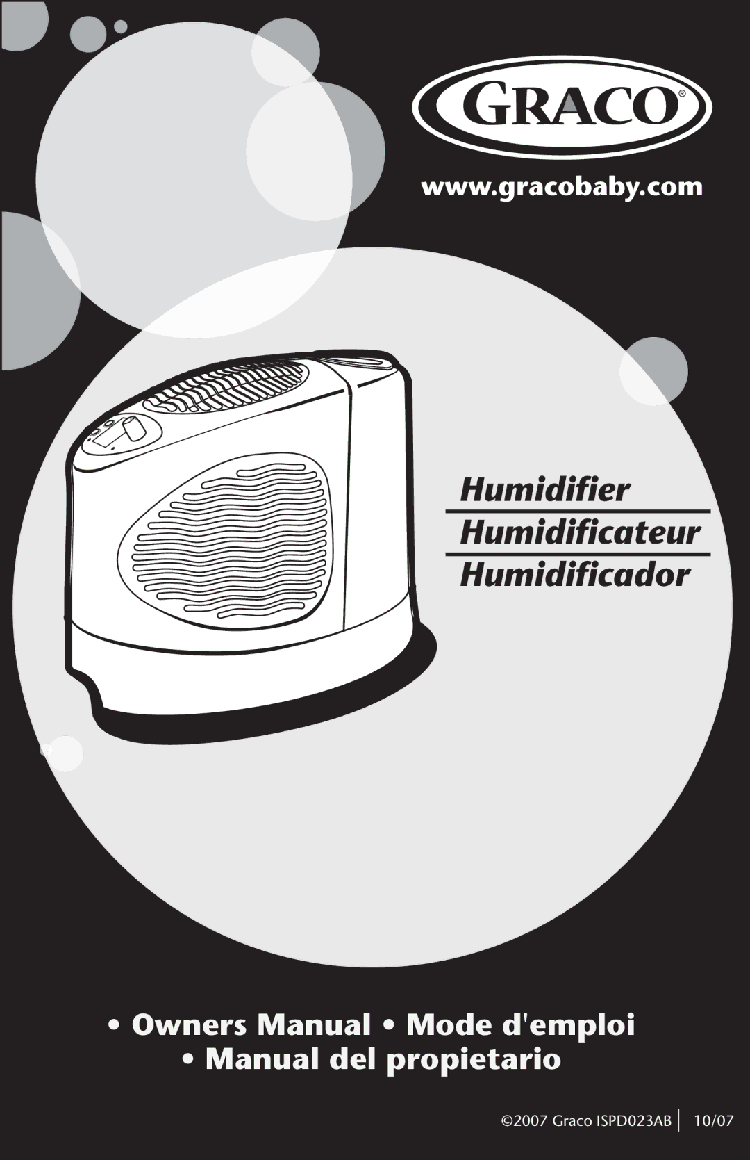 Graco ISPD023AB owner manual Humidifier Humidificateur Humidificador 