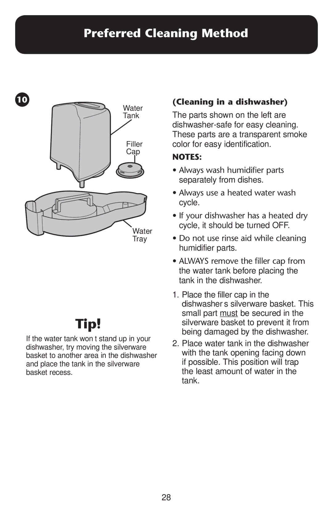 Graco ISPD023AB owner manual Preferred Cleaning Method, Cleaning in a dishwasher 