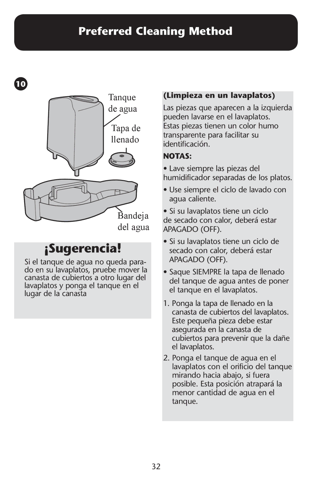 Graco ISPD023AB owner manual Limpieza en un lavaplatos, Notas 