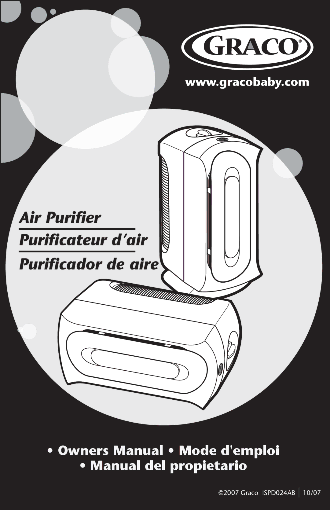 Graco ISPD024AB owner manual Air Purifier Purificateur d’air Purificador de aire 