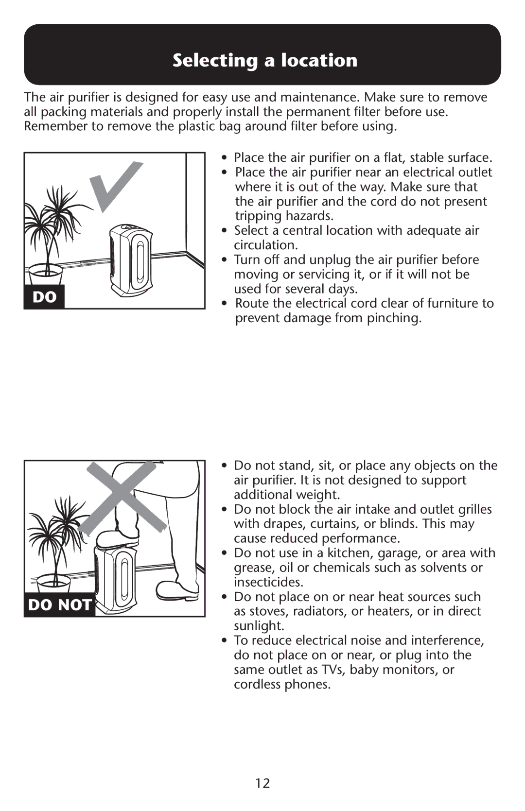 Graco ISPD024AB owner manual Selecting a location, Do not 