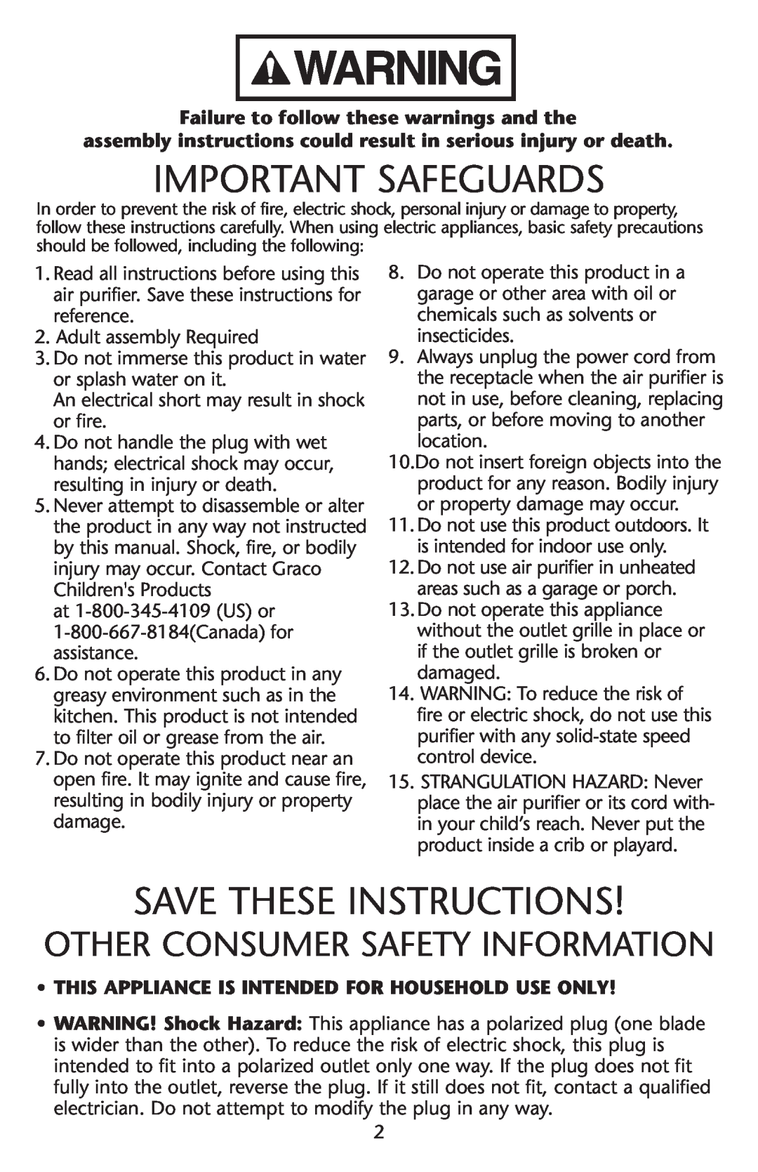 Graco ISPD024AB owner manual Important Safeguards, Save These Instructions, Other Consumer Safety Information 