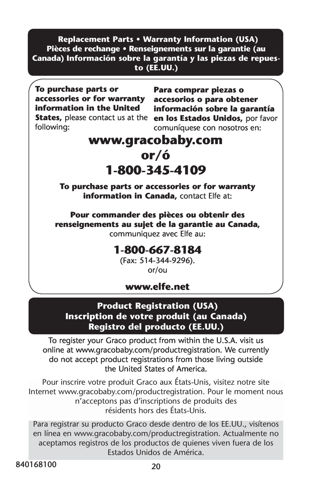 Graco ISPD024AB Product Registration USA, Inscription de votre produit au Canada, Registro del producto EE.UU, following 