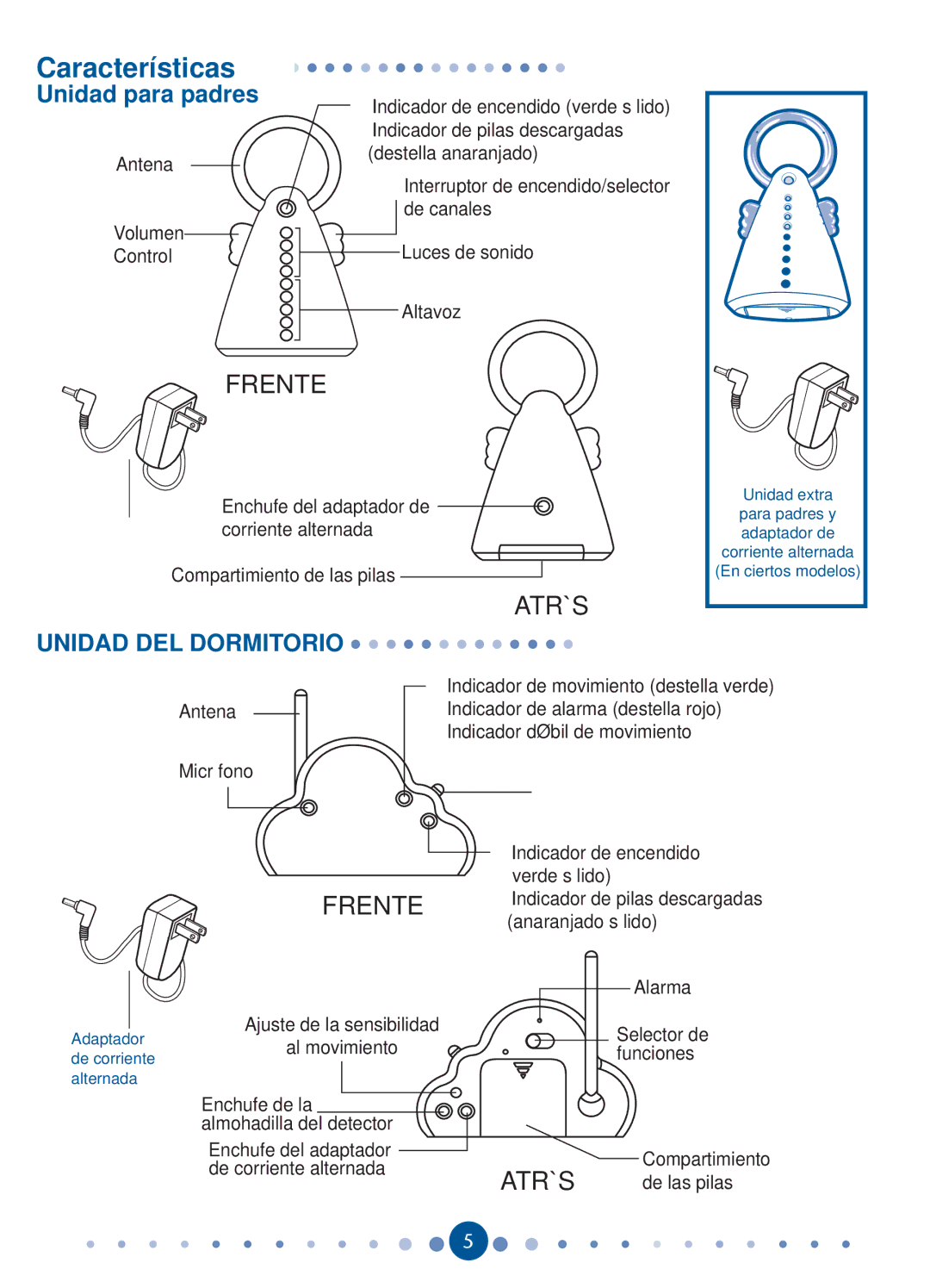 Graco AC2012P, ISPD026BB, 1750296 owner manual Características, Unidad para padres 