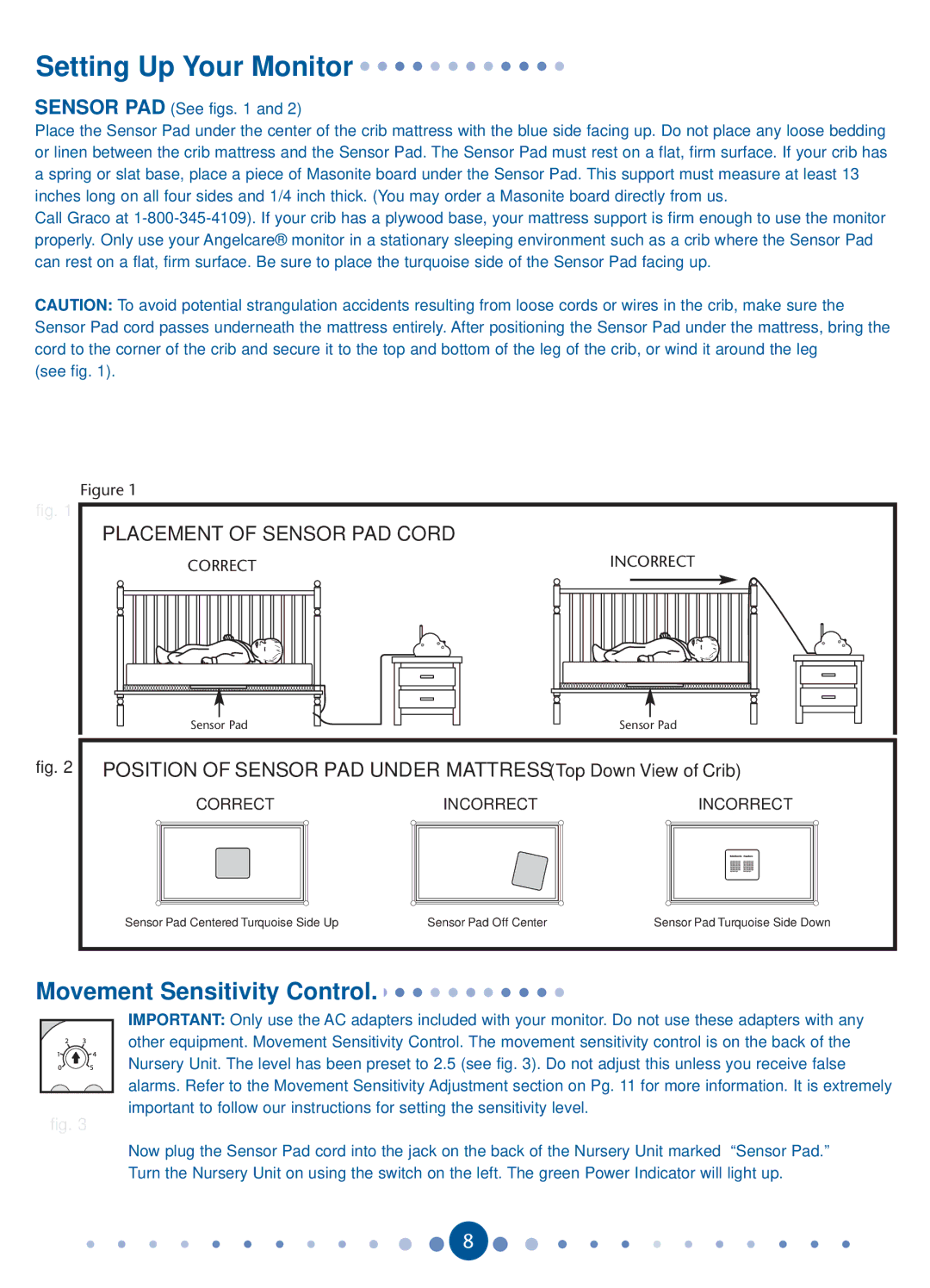 Graco 1750296, ISPD026BB, AC2012P owner manual Setting Up Your Monitor, Movement Sensitivity Control 