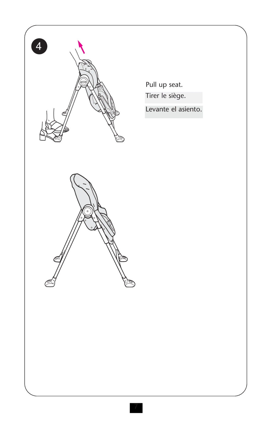 Graco ISPH023AA 12/06 manual Pull up seat Tirer le siège Levante el asiento 