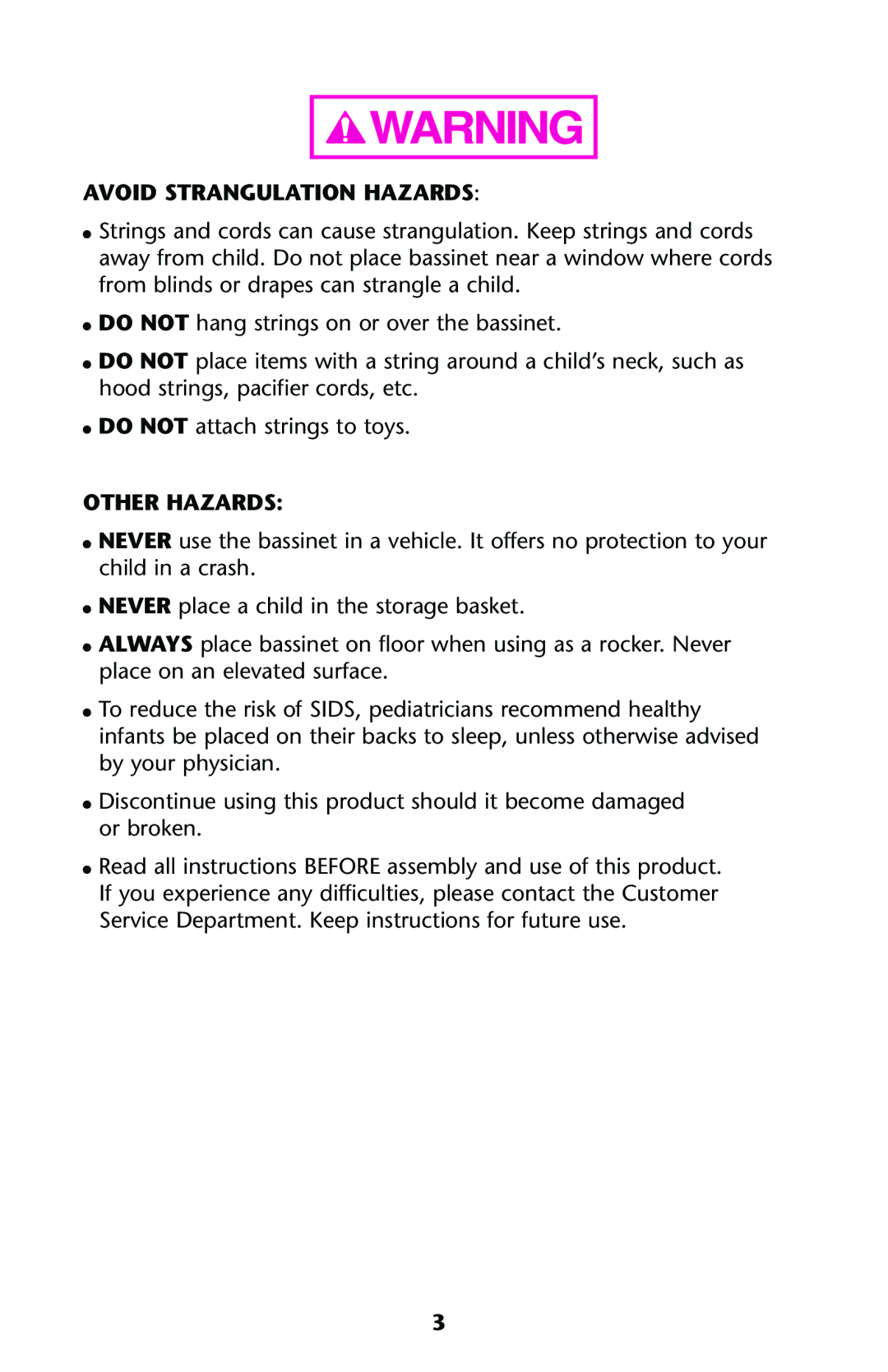 Graco ISPJ001AB manual Avoid Strangulation Hazards, Other Hazards 