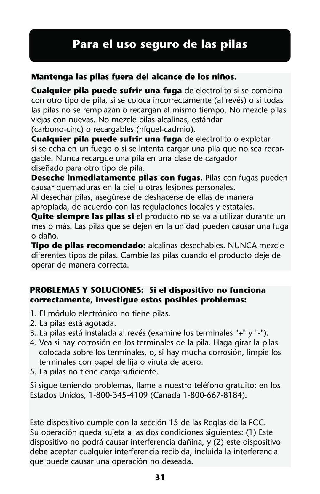 Graco ISPJ001AB manual Para el uso seguro de las pilas 