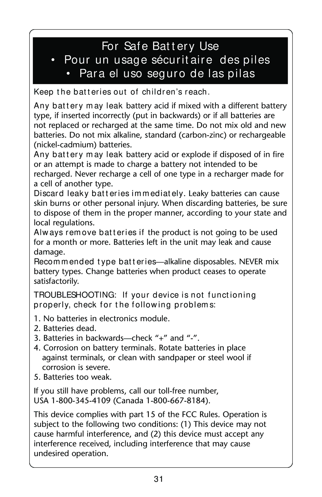 Graco ISPJ002AB manual Keep the batteries out of children’s reach 