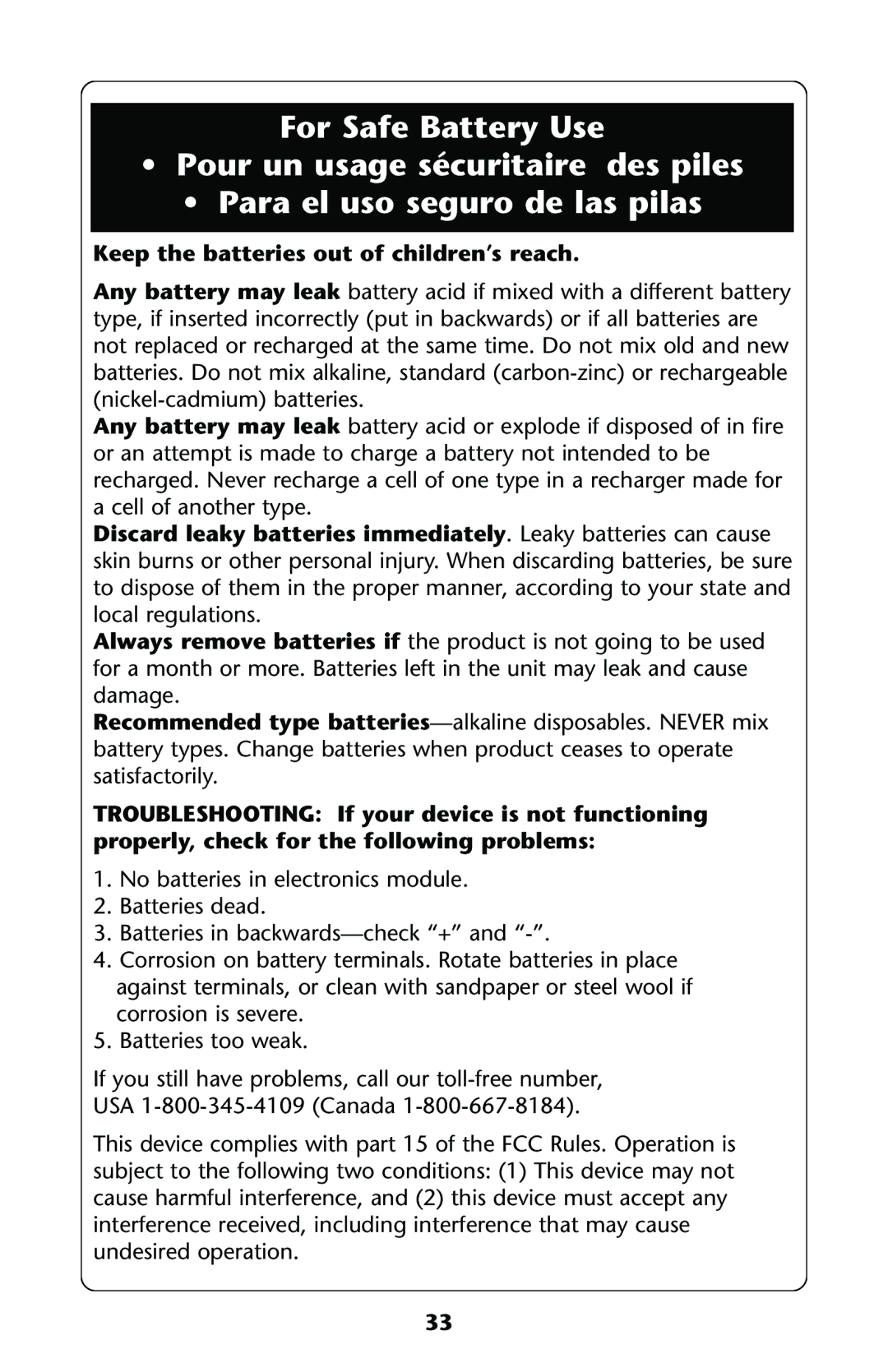 Graco ISPJ003AB manual Keep the batteries out of children’s reach 