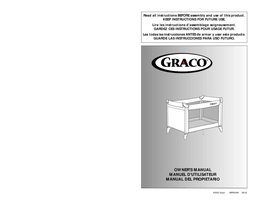 Graco ISPP003AA manual Manuel Dutilisateur Manual DEL Propietario 