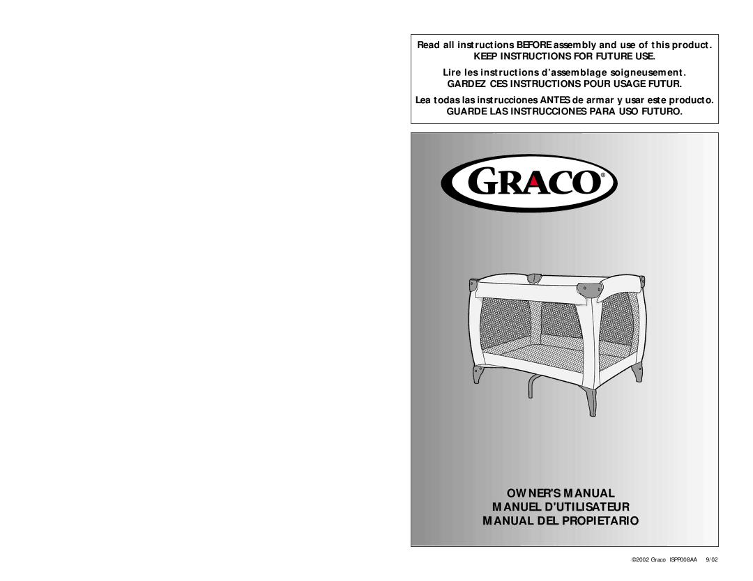 Graco ISPP008AA manual Manuel Dutilisateur Manual DEL Propietario 