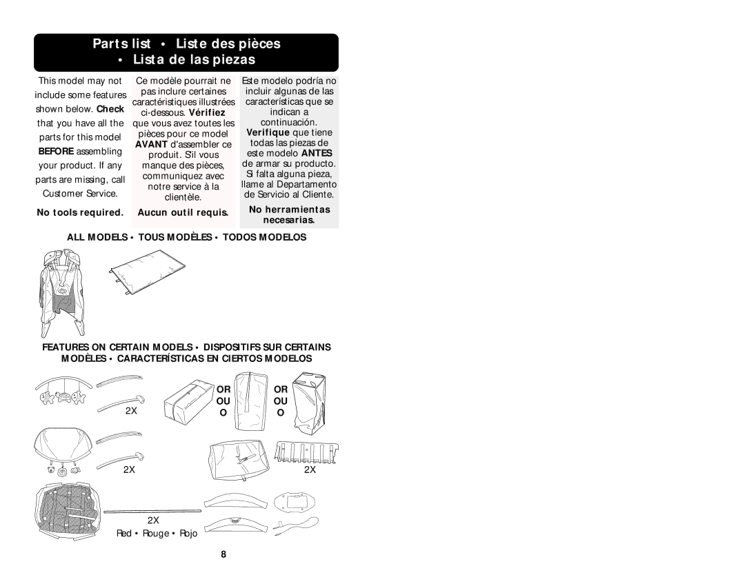 Graco ISPP008AA manual Parts list Liste des pièces Lista de las piezas, Verifique que tiene 