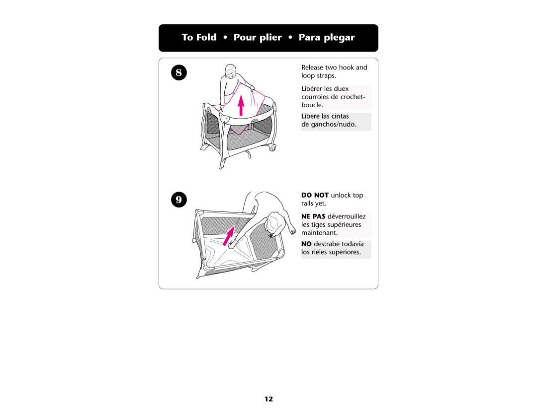 Graco ISPP045AB manual To Fold Pour plier Para plegar 