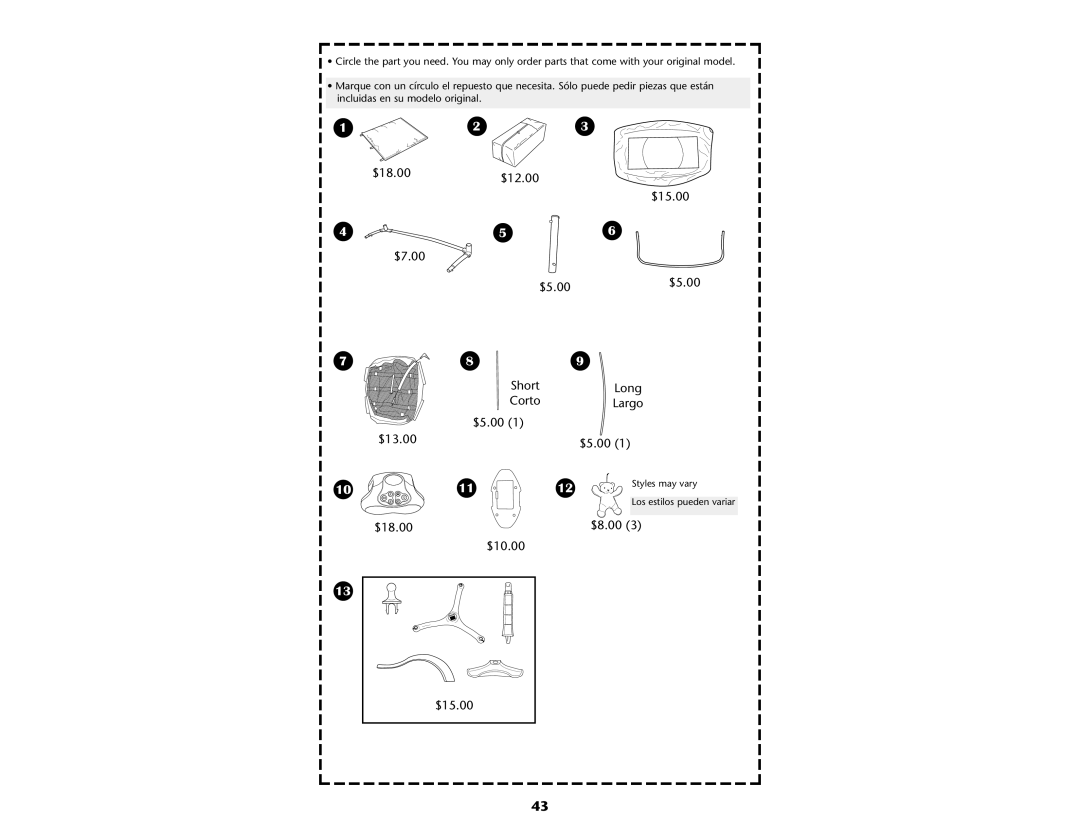 Graco ISPP045AB manual $18.00 $8.00 $10.00 $15.00 