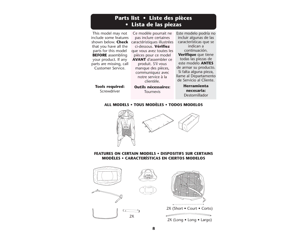 Graco ISPP045AC manual Parts list Liste des pièces Lista de las piezas, Verifique que tiene, Necesaria 