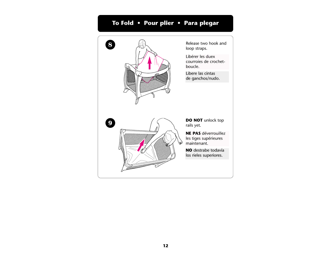 Graco ISPP046AC 04 manual To Fold Pour plier Para plegar 