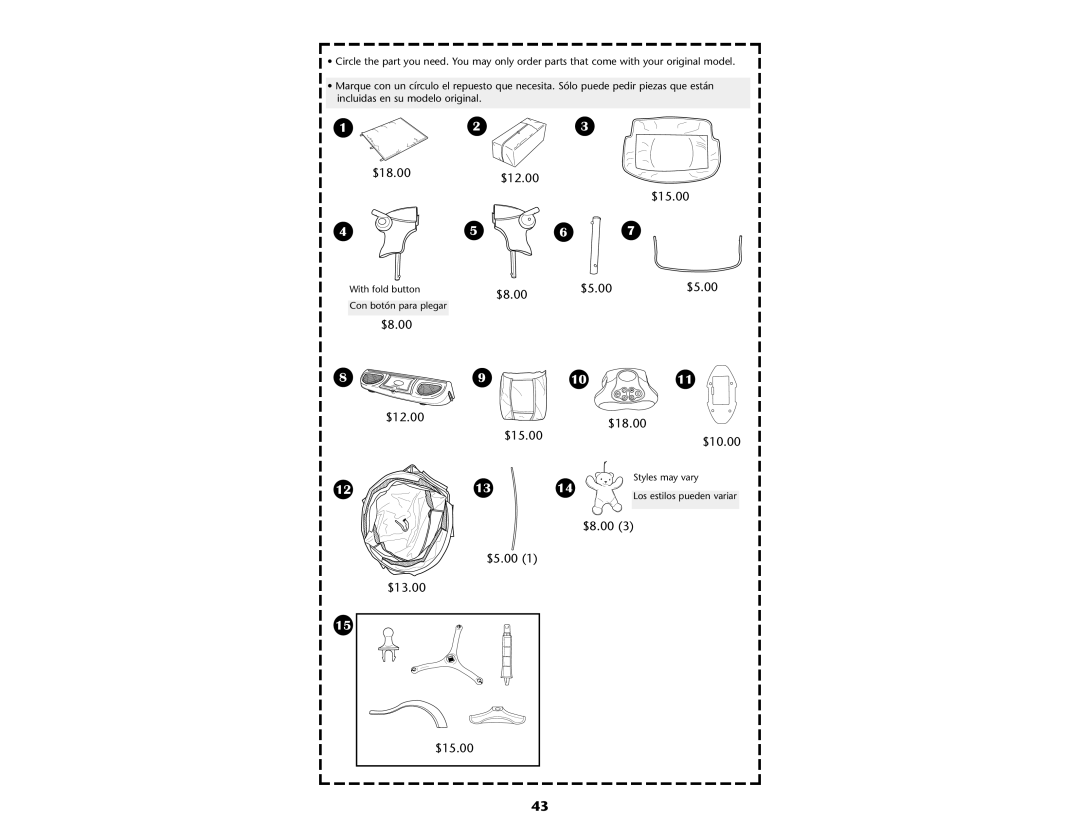 Graco ISPP046AC 04 manual $18.00 $12.00 $153.00 