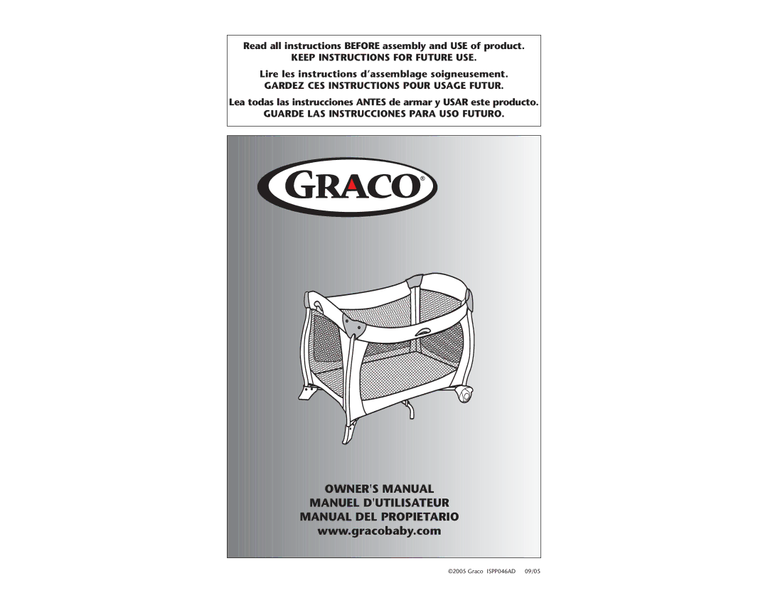 Graco ISPP046AD manual Read all instructions Before assembly and USE of product 