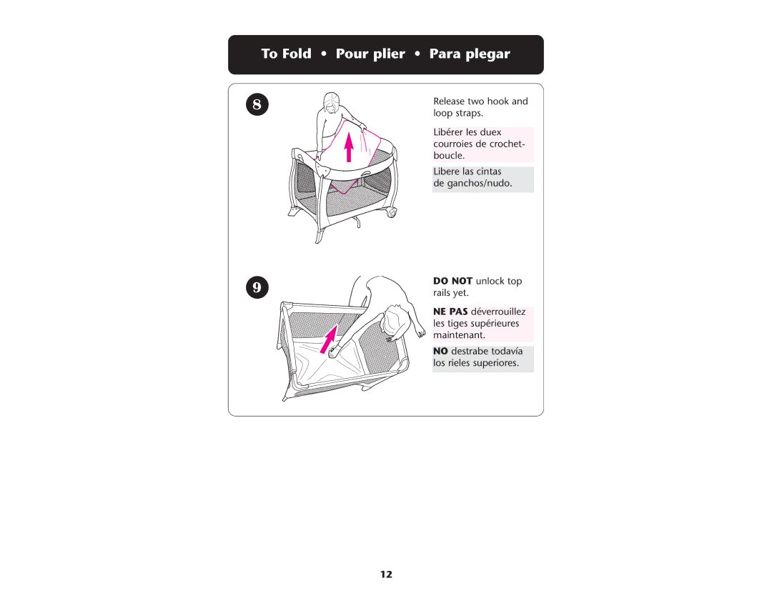 Graco ISPP046AD manual To Fold Pour plier Para plegar 