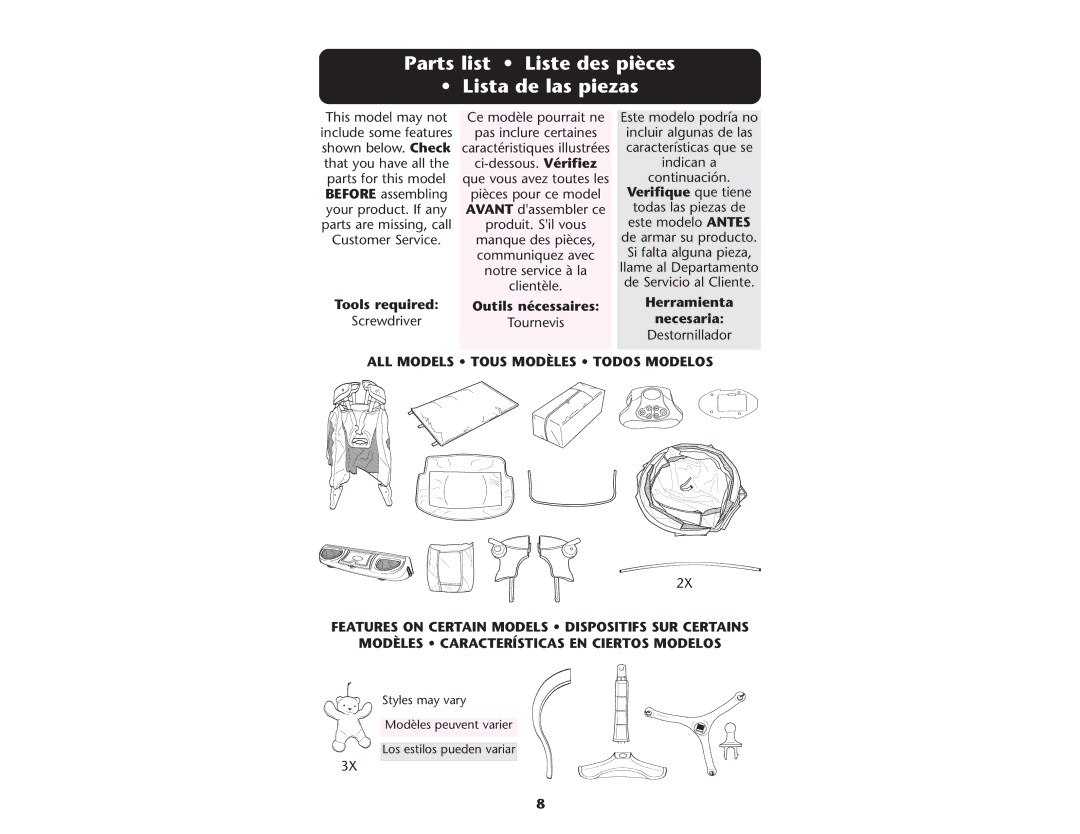 Graco ISPP046AD manual Parts list Liste des pièces Lista de las piezas, Verifique que tiene, Necesaria 